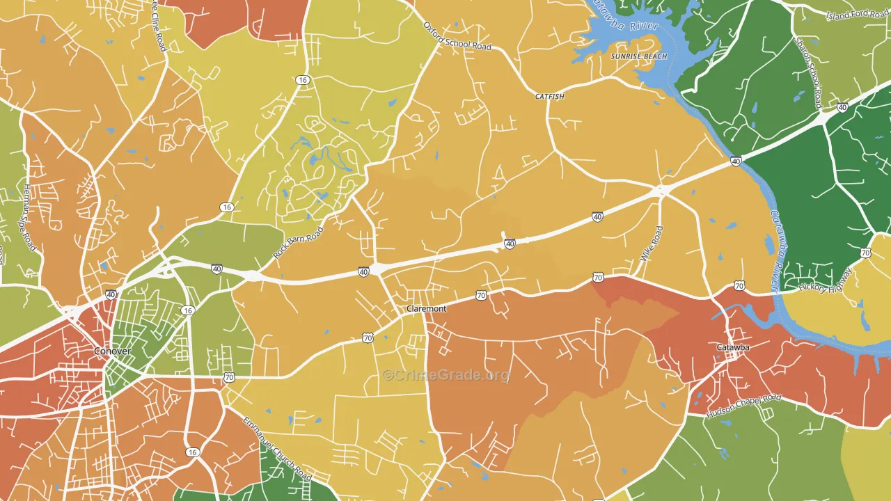 Claremont, NC Map of Assault Rates