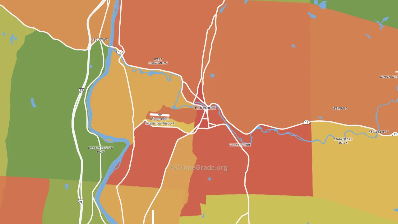 Claremont, NH Map of Assault Rates
