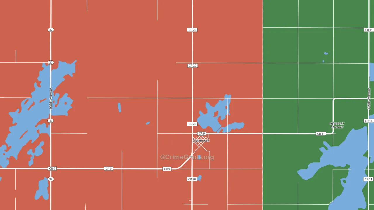 Claremont, SD Map of Assault Rates