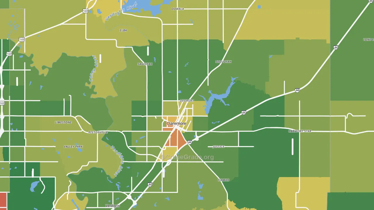 Claremore, OK Map of Assault Rates