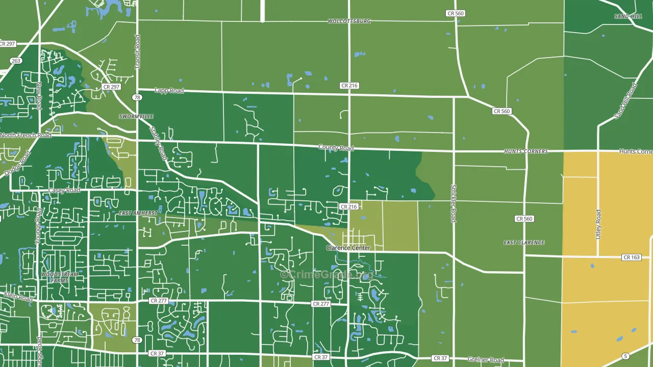 Clarence Center, NY Map of Assault Rates