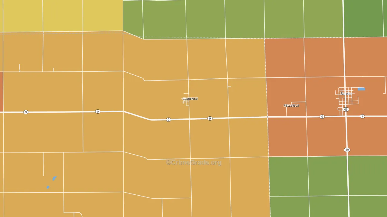 Clarence, IL Map of Assault Rates