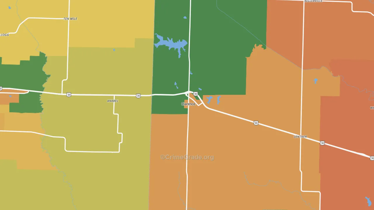 Clarence, MO Map of Assault Rates