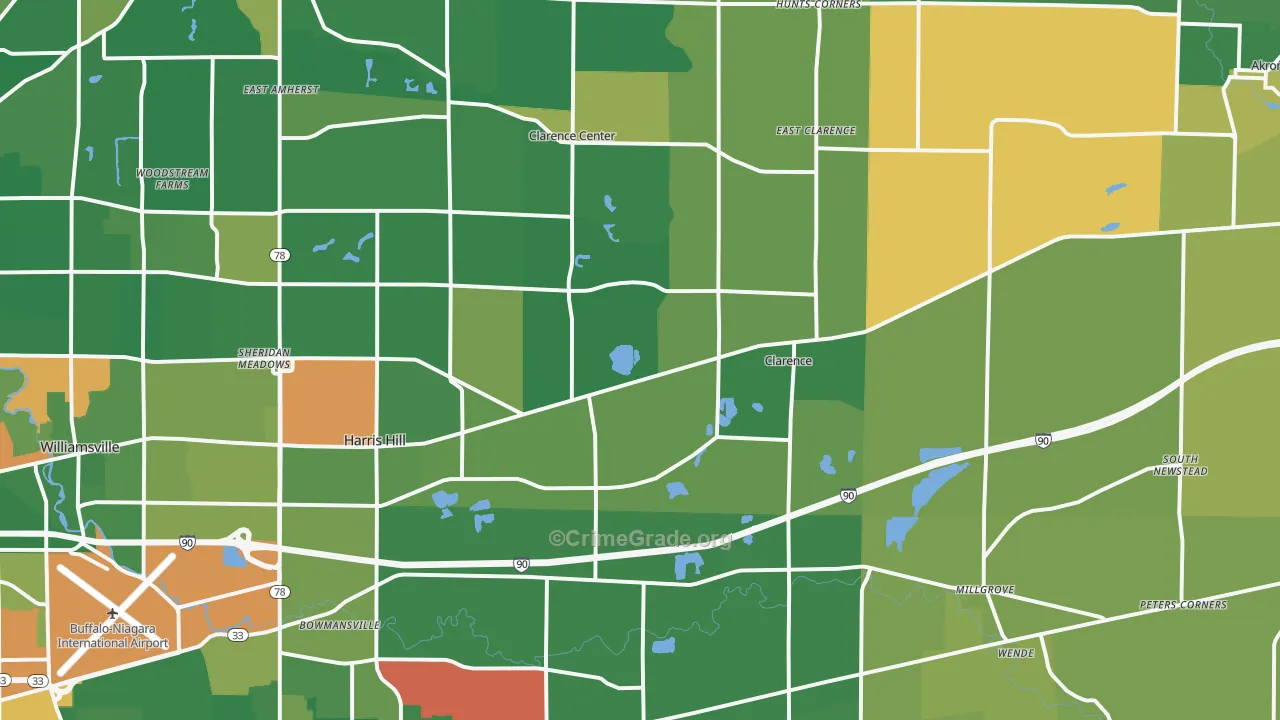 Clarence, NY Map of Assault Rates