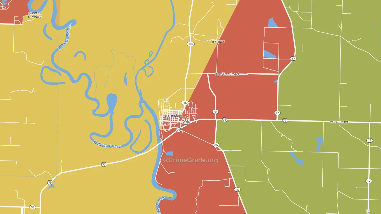 Clarendon, AR Map of Assault Rates