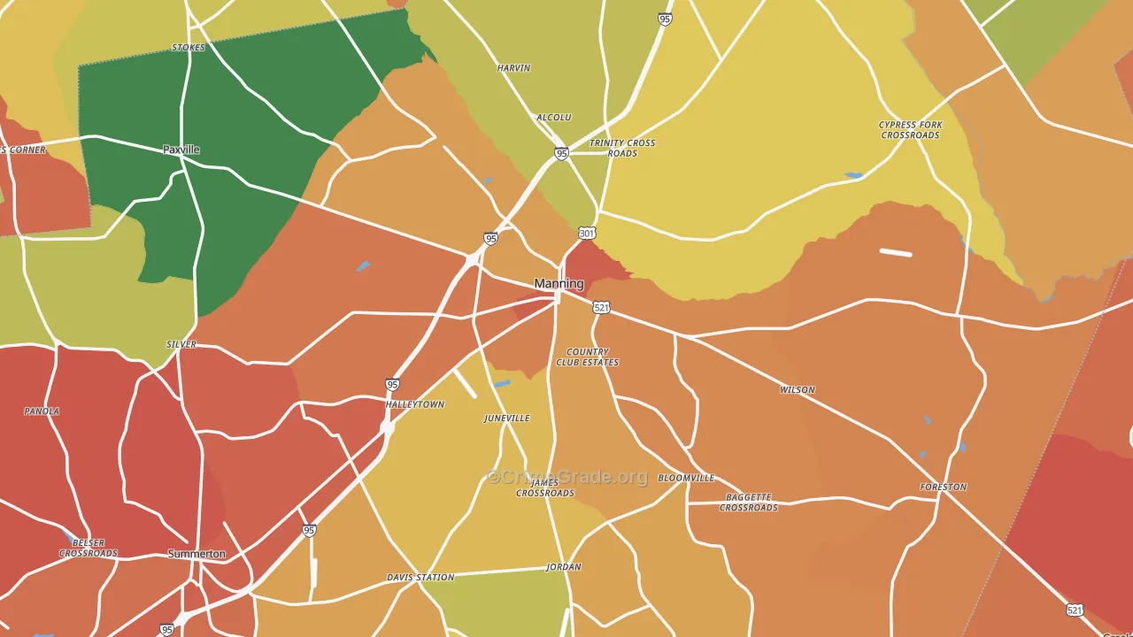Clarendon County, SC Map of Assault Rates