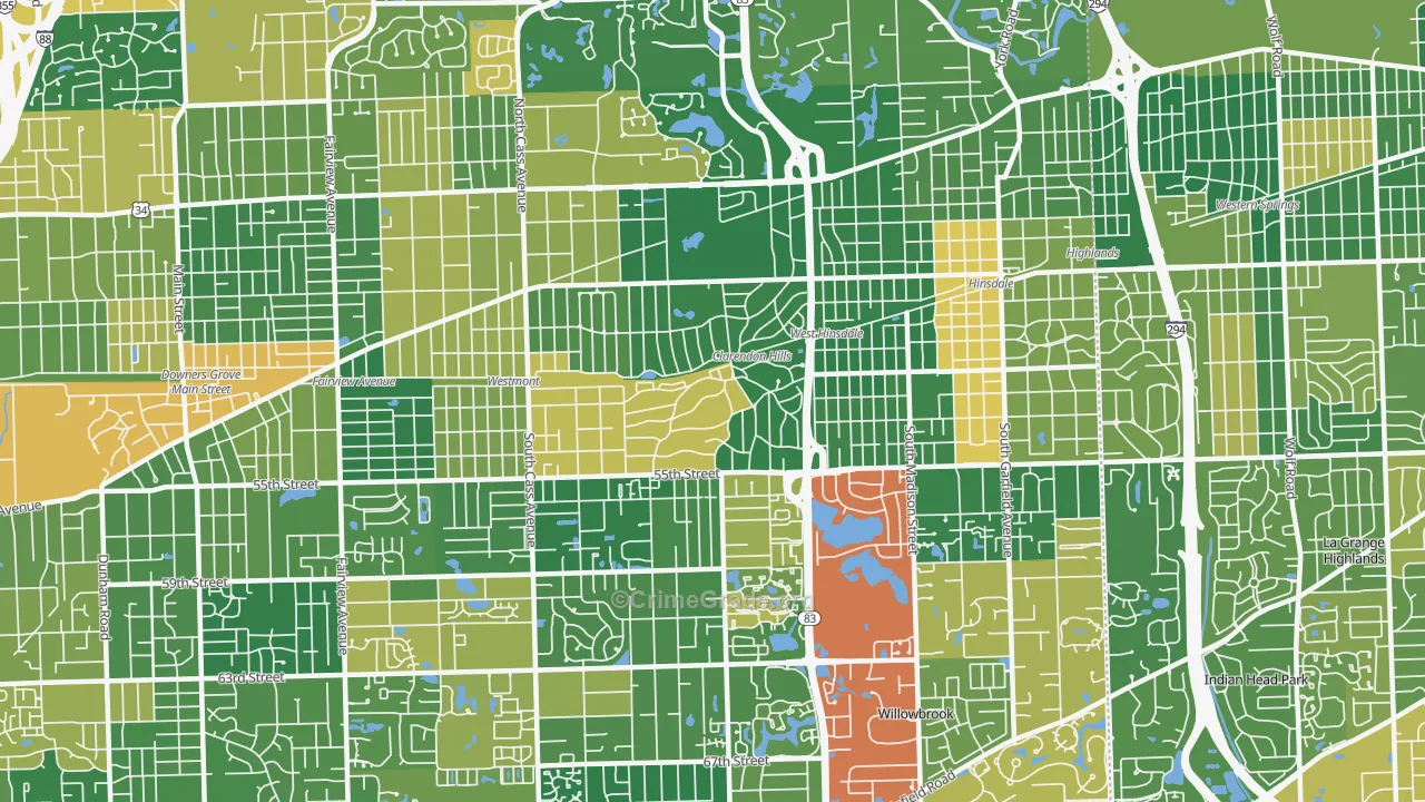 Clarendon Hills, IL Map of Assault Rates