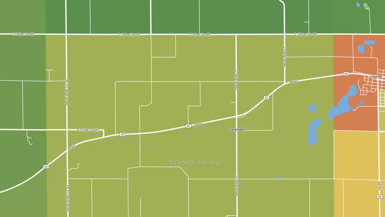 Clarendon, MI Map of Assault Rates