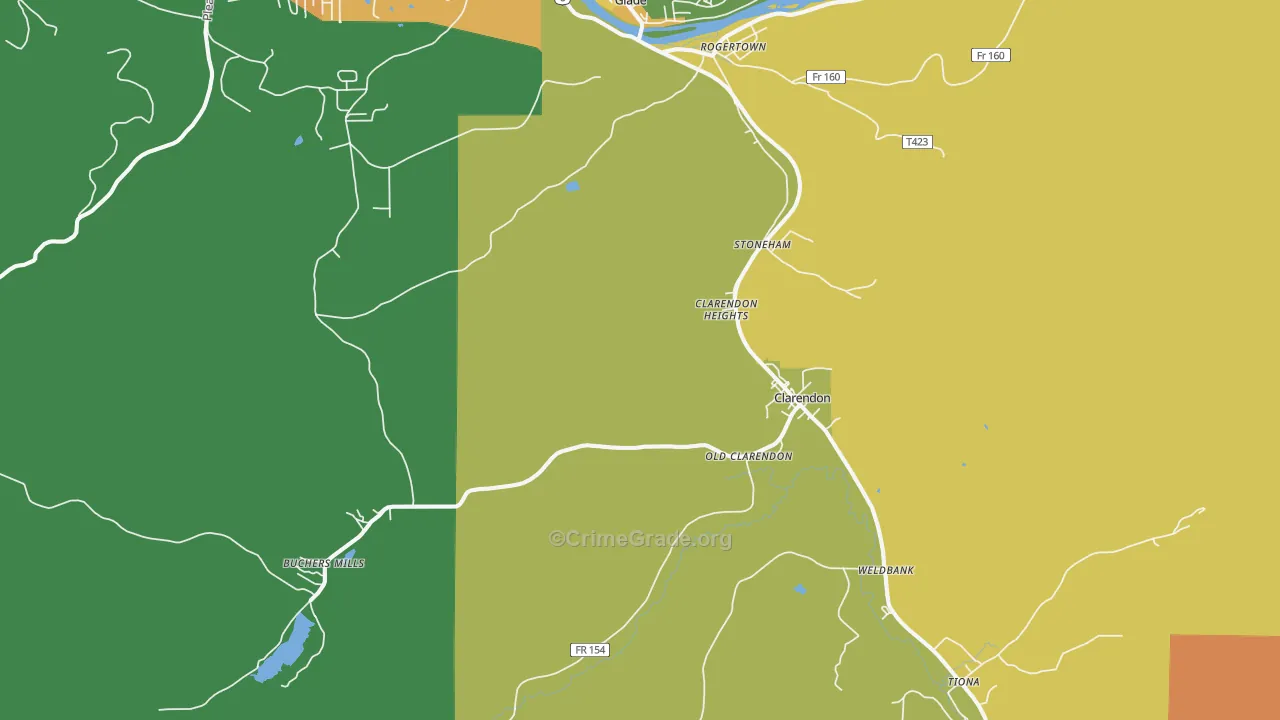 Clarendon, PA Map of Assault Rates
