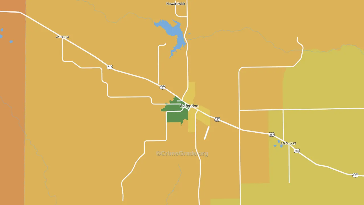 Clarendon, TX Map of Assault Rates