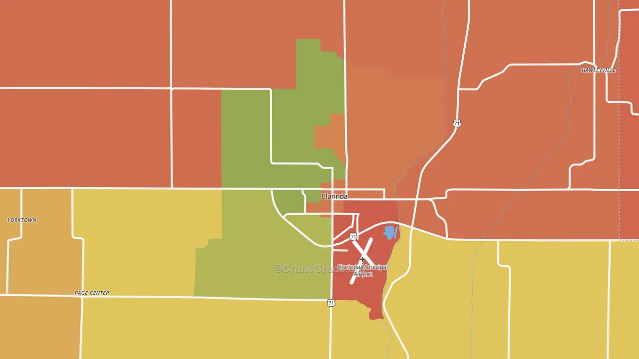 Clarinda, IA Map of Assault Rates