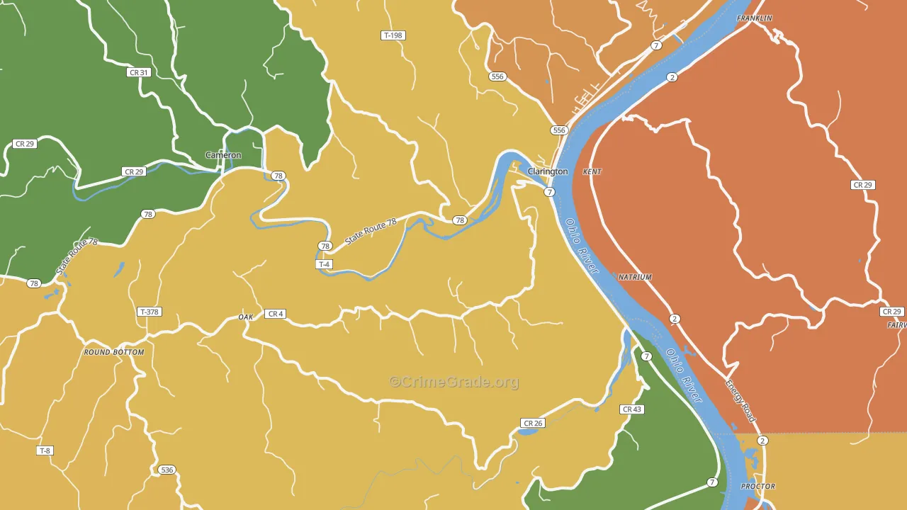 Clarington, OH Map of Assault Rates