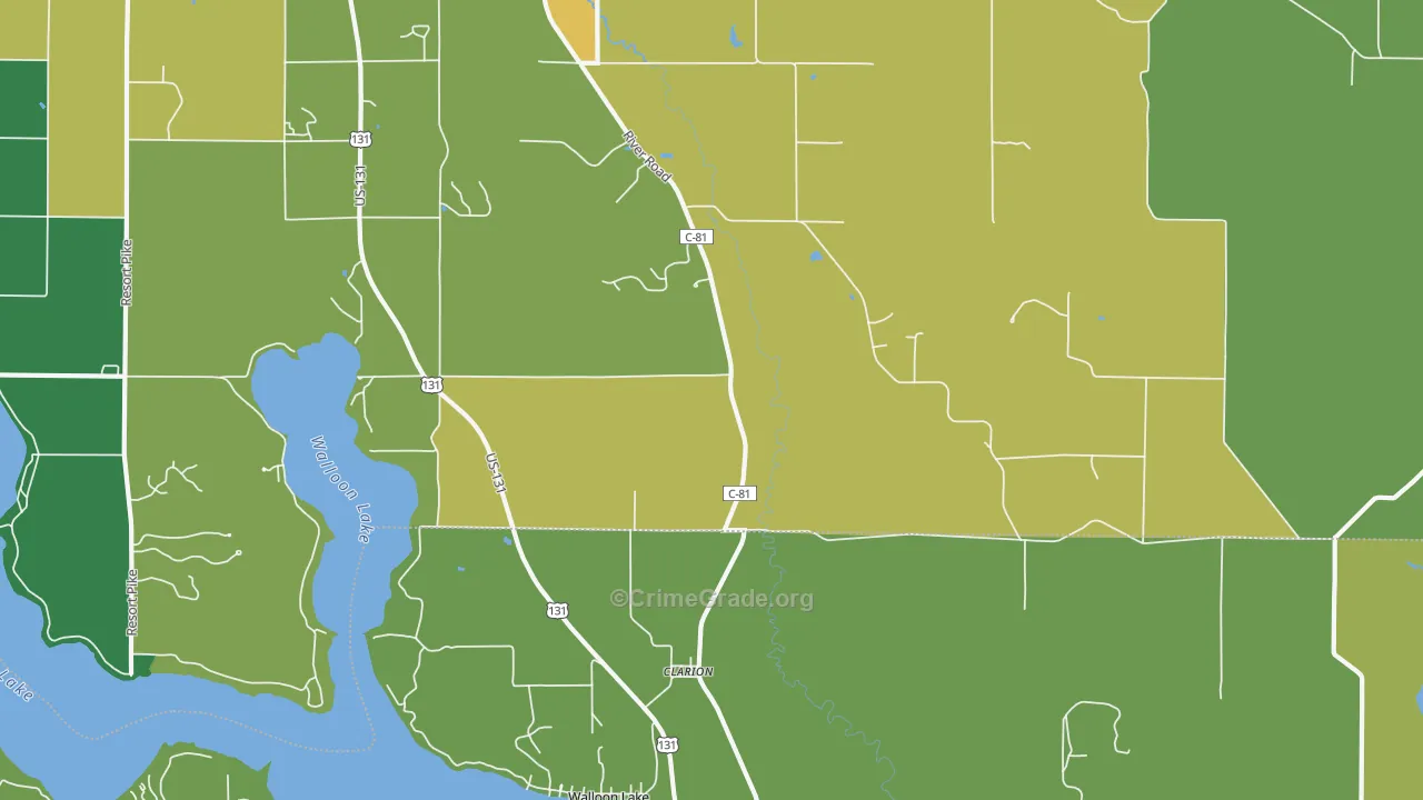 Clarion, MI Map of Assault Rates
