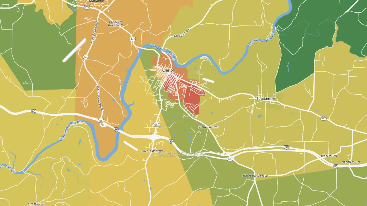 Clarion, PA Map of Assault Rates