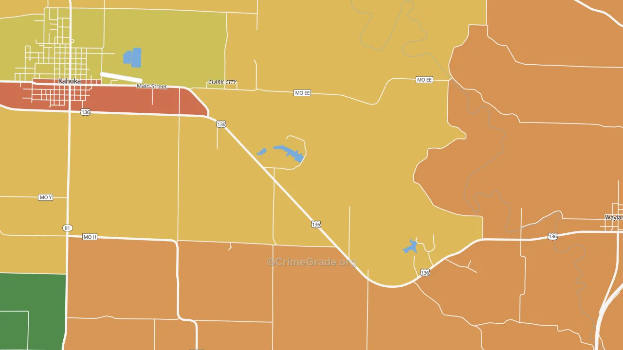 Clark City, MO Map of Assault Rates