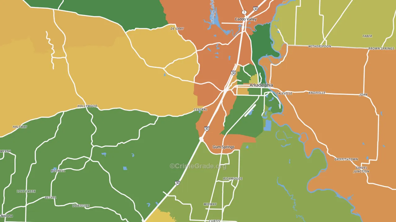 Clark County, AR Map of Assault Rates