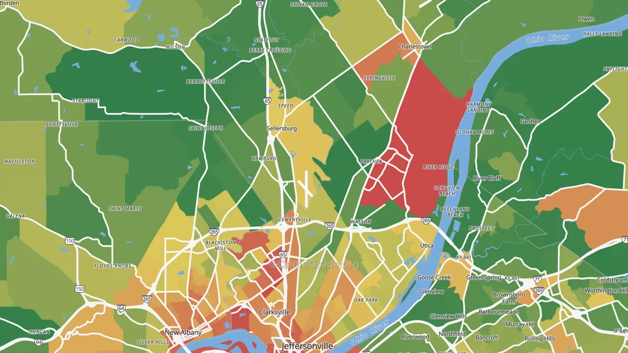 Clark County, IN Map of Assault Rates