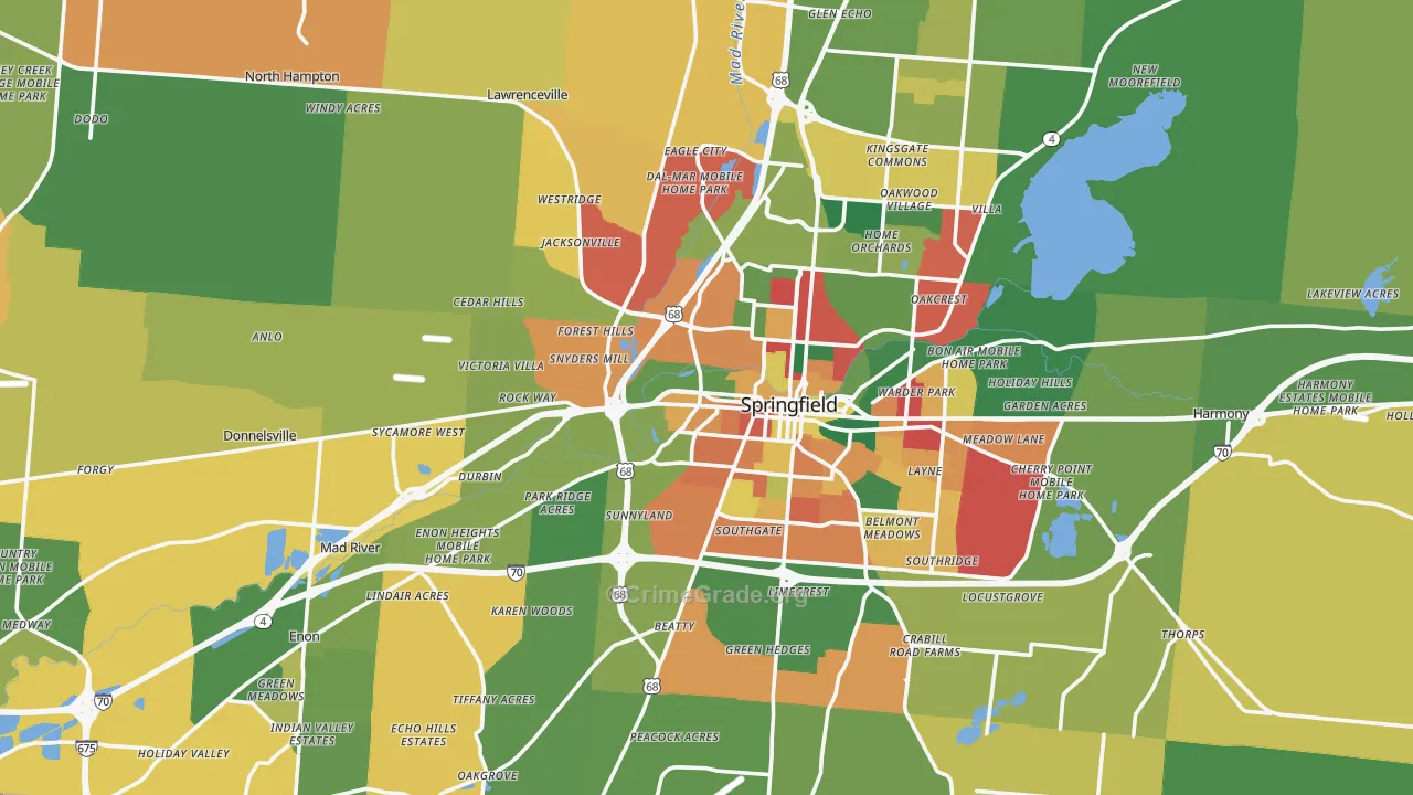 Clark County, OH Map of Assault Rates