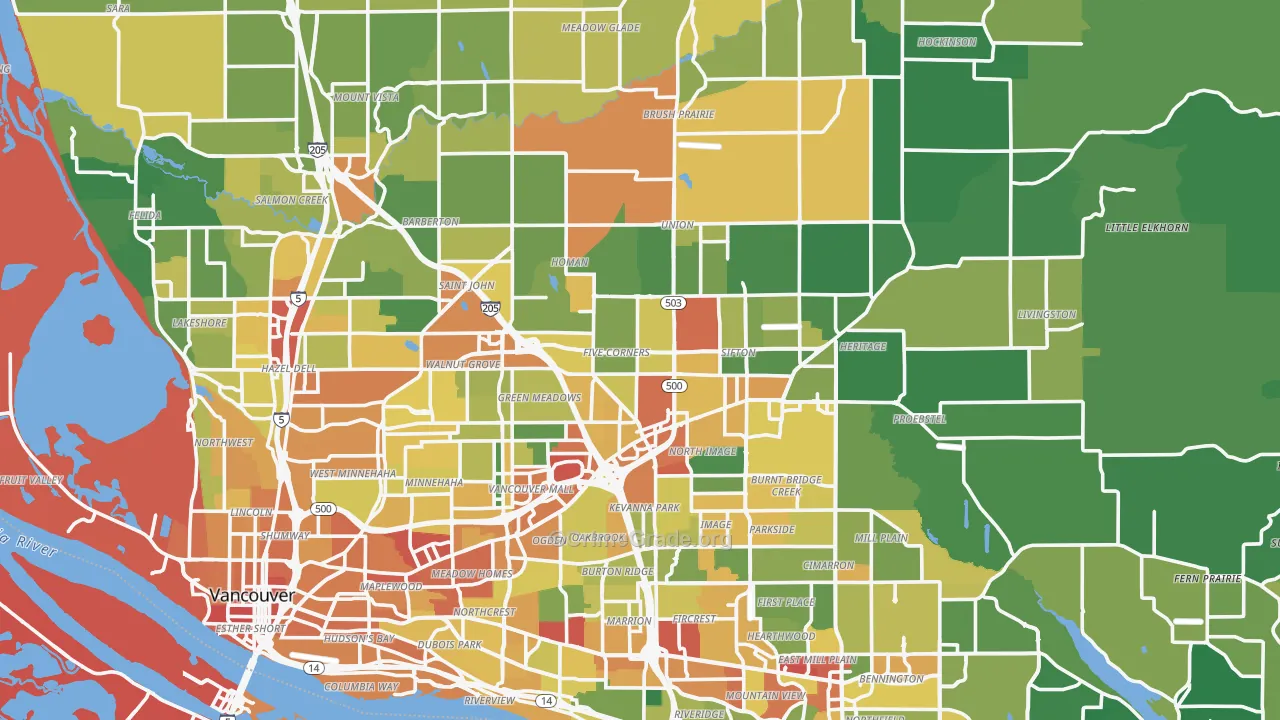 Clark County, WA Map of Assault Rates