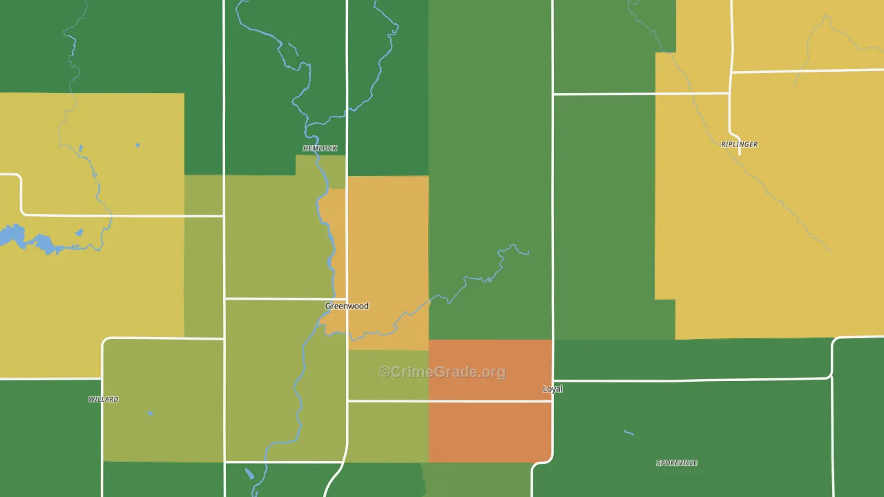 Clark County, WI Map of Assault Rates