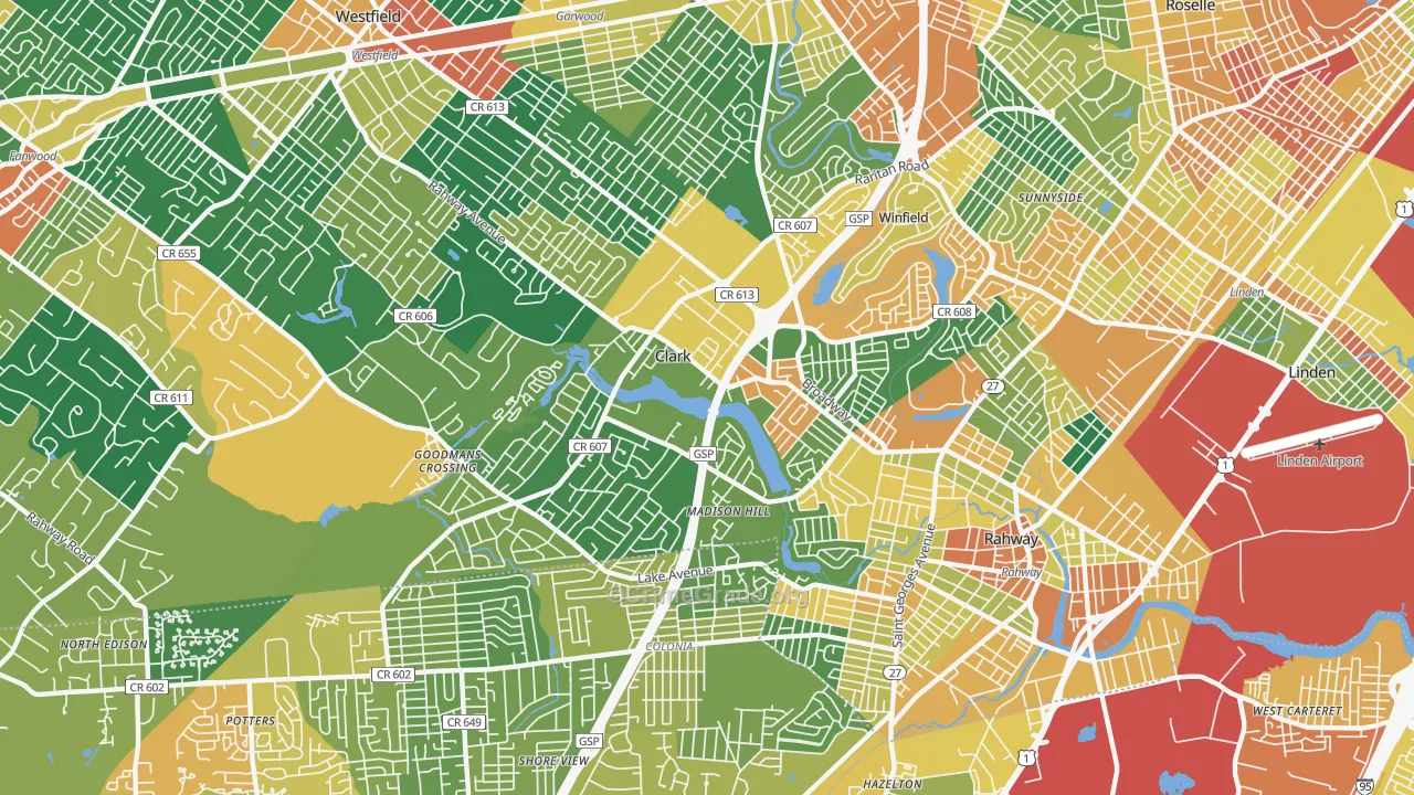 Clark, NJ Map of Assault Rates