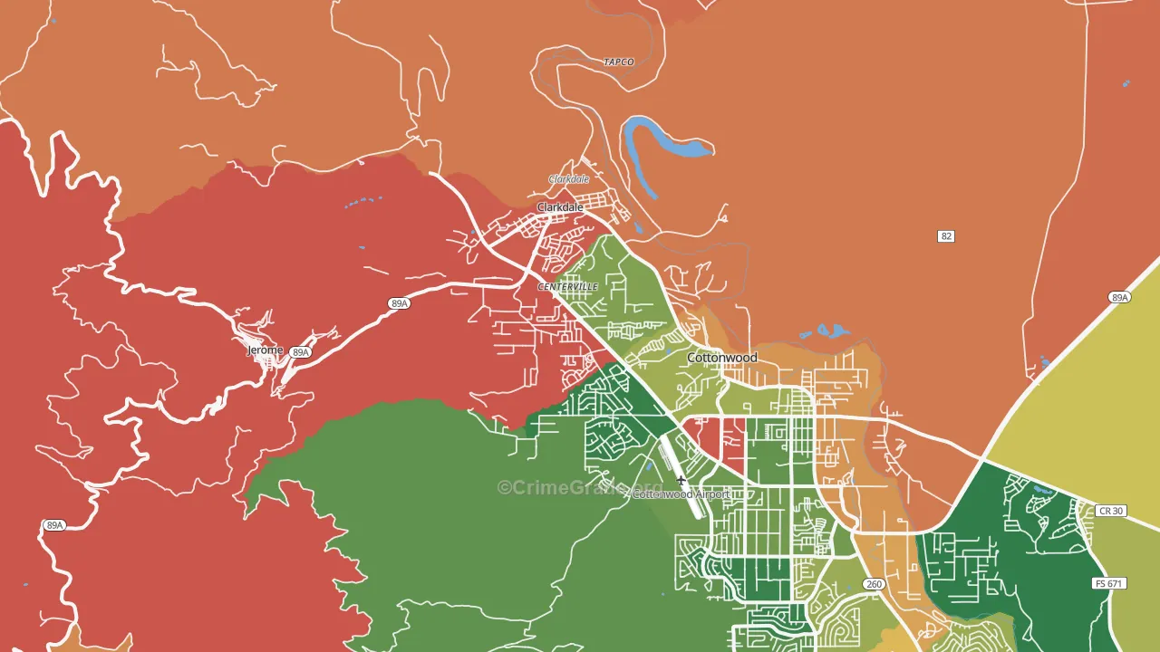 Clarkdale, AZ Map of Assault Rates