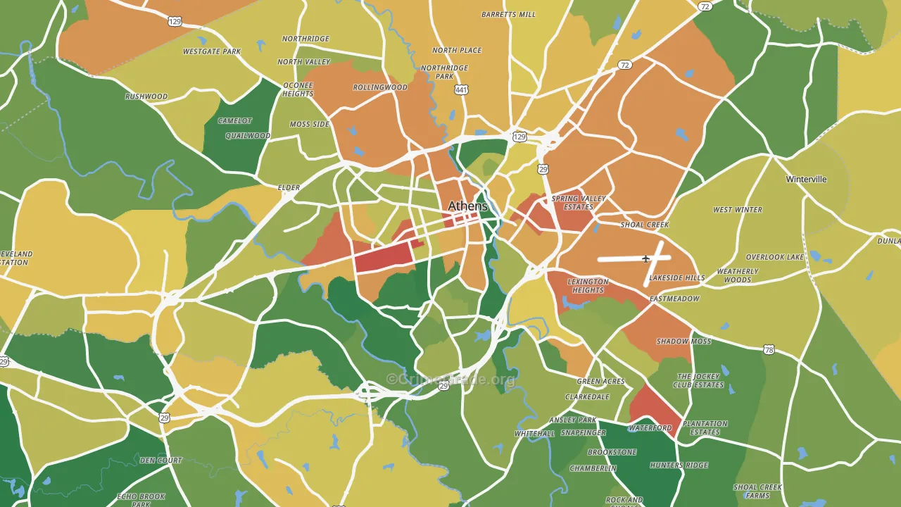 Clarke County, GA Map of Assault Rates