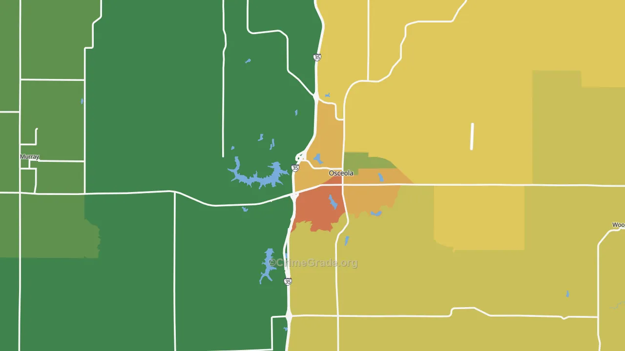 Clarke County, IA Map of Assault Rates
