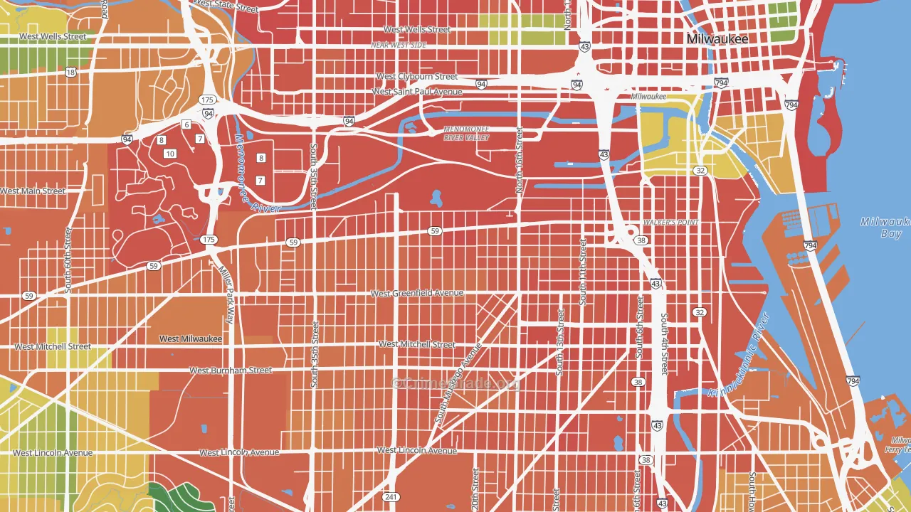 Clarke Square, Milwaukee, WI Map of Assault Rates