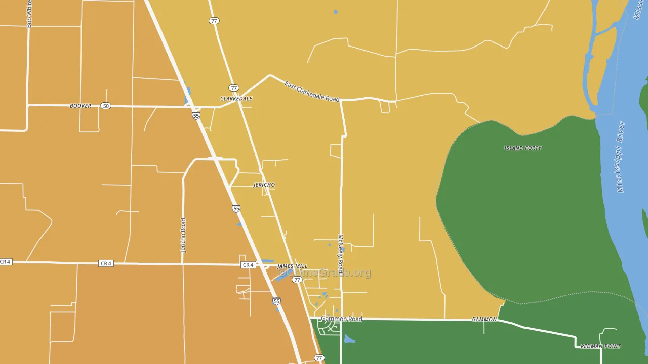 Clarkedale, AR Map of Assault Rates