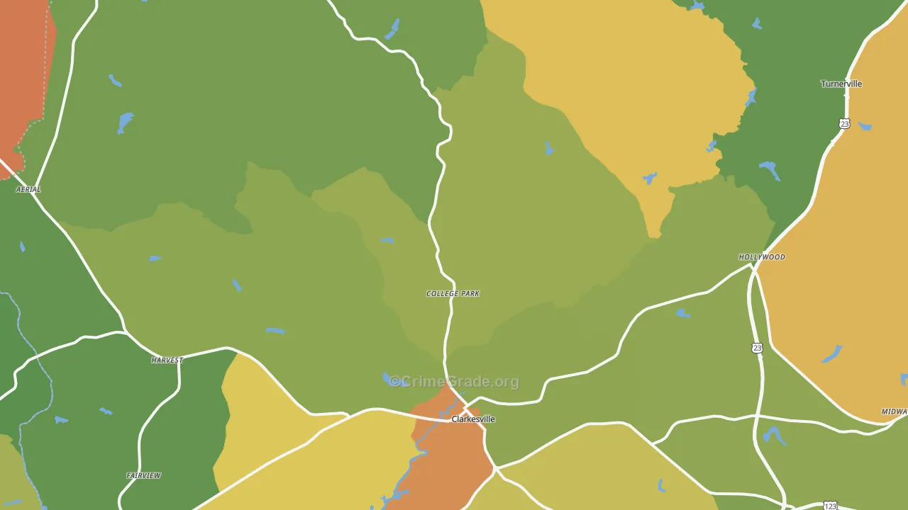 Clarkesville, GA Map of Assault Rates