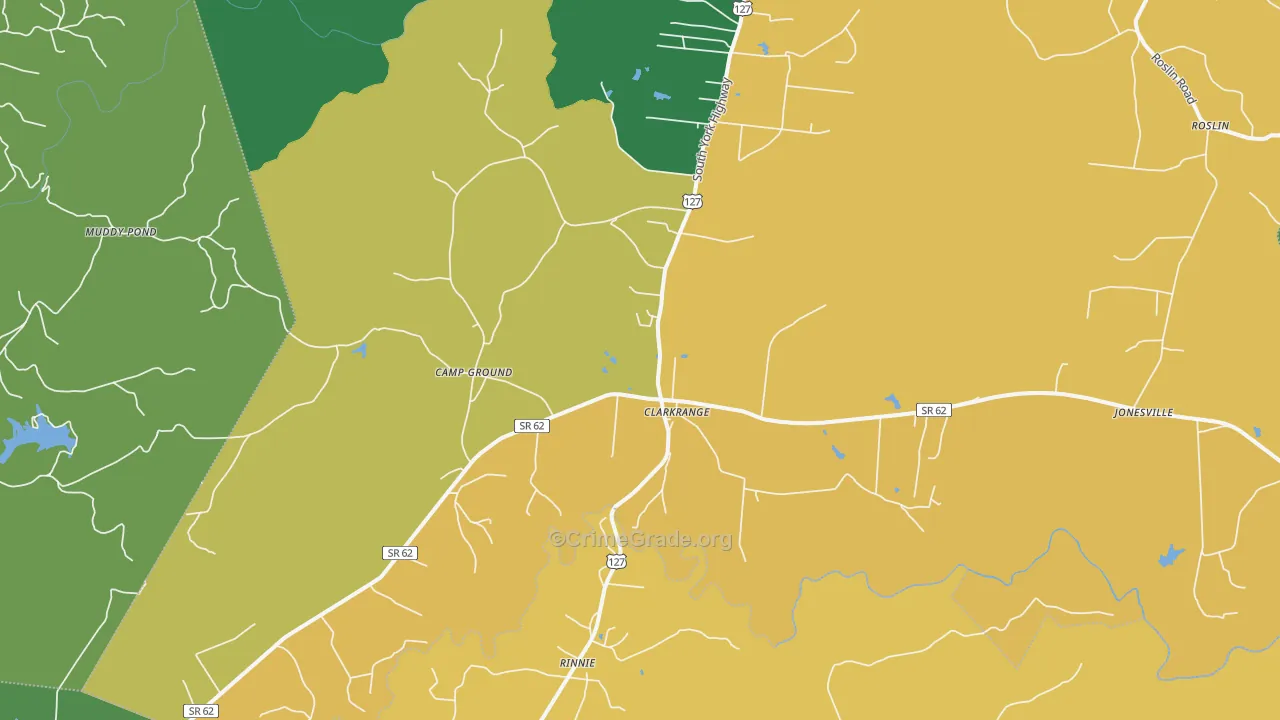 Clarkrange, TN Map of Assault Rates