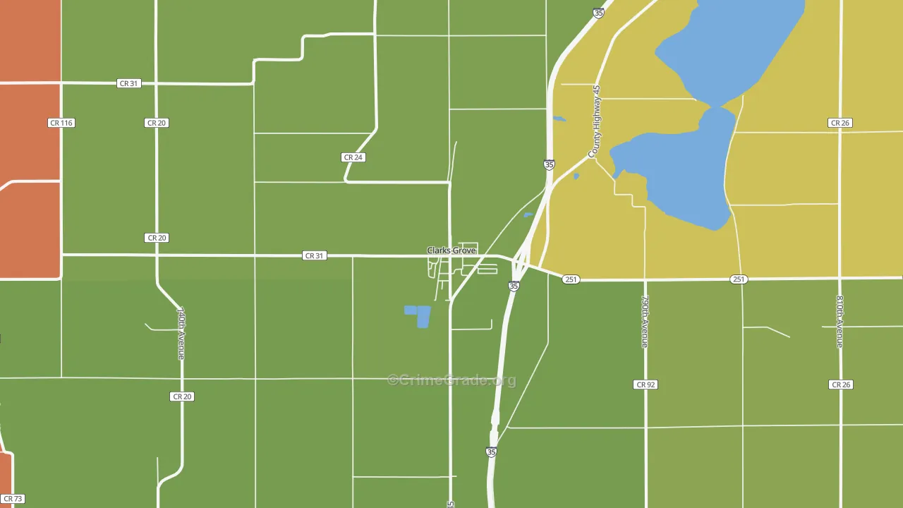 Clarks Grove, MN Map of Assault Rates