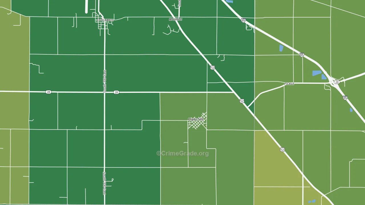 Clarks Hill, IN Map of Assault Rates