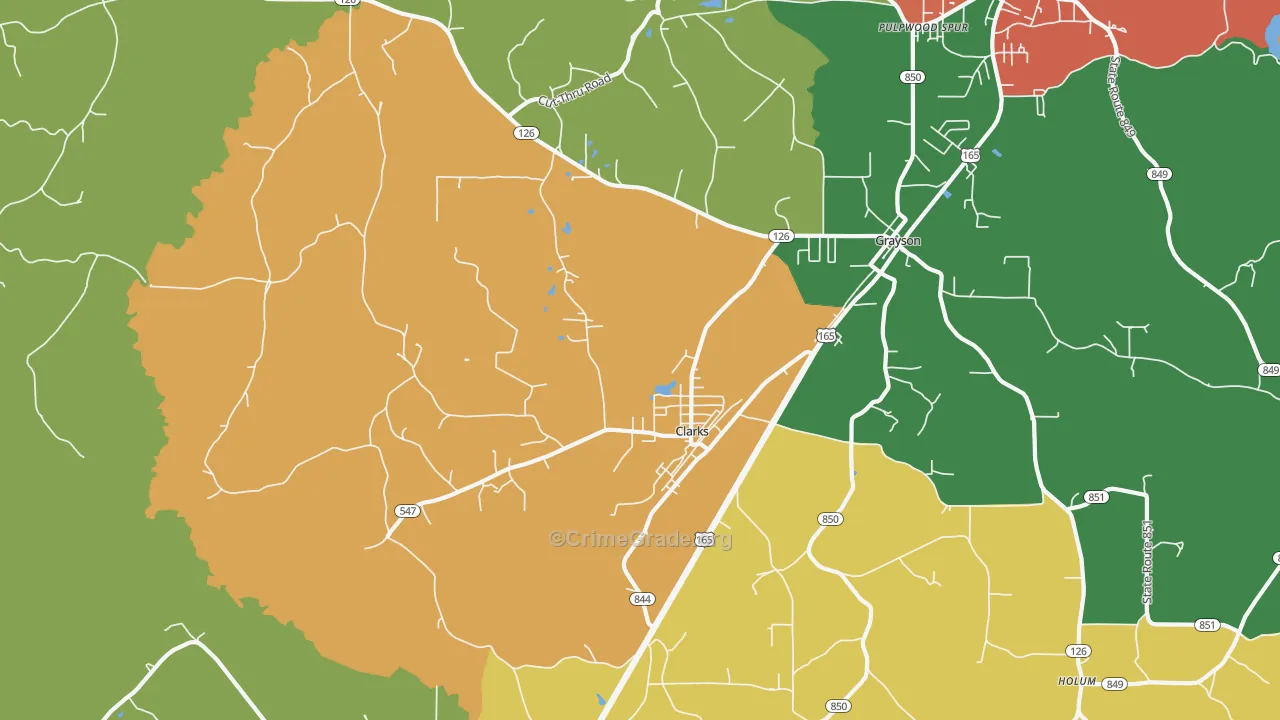 Clarks, LA Map of Assault Rates