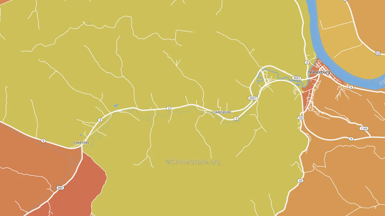 Clarksburg, KY Map of Assault Rates