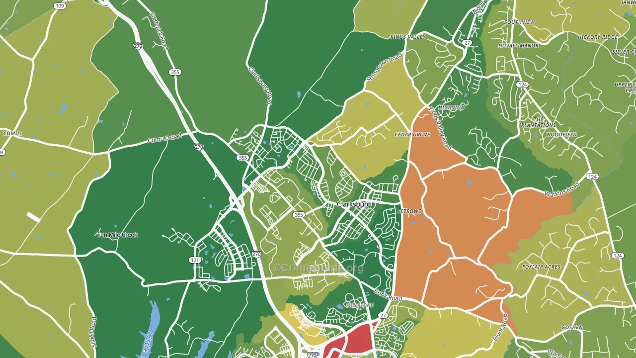 Clarksburg, MD Map of Assault Rates