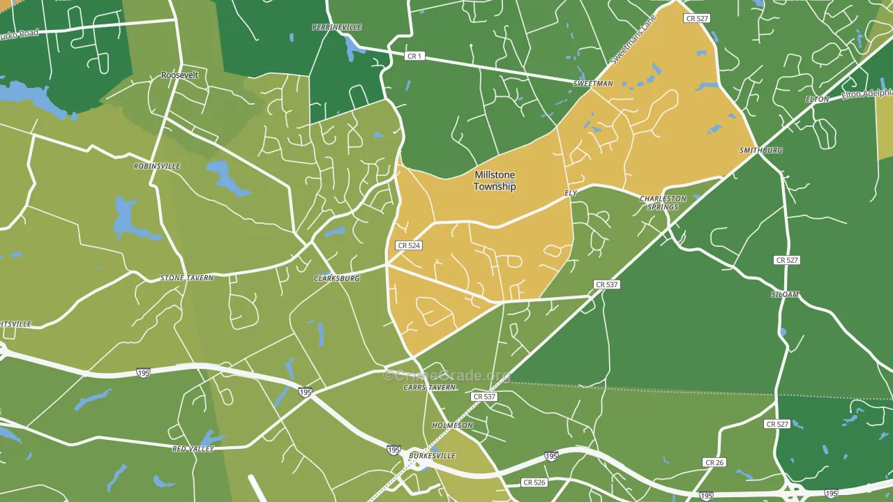 Clarksburg, NJ Map of Assault Rates