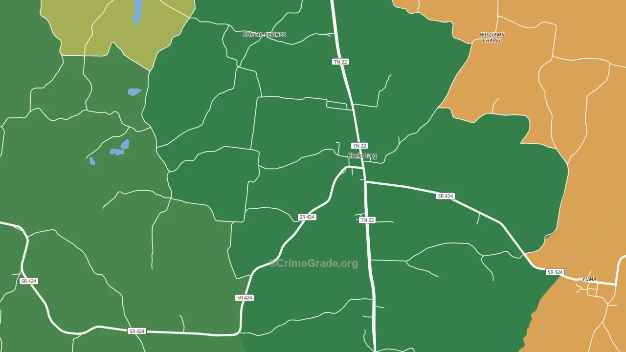 Clarksburg, TN Map of Assault Rates