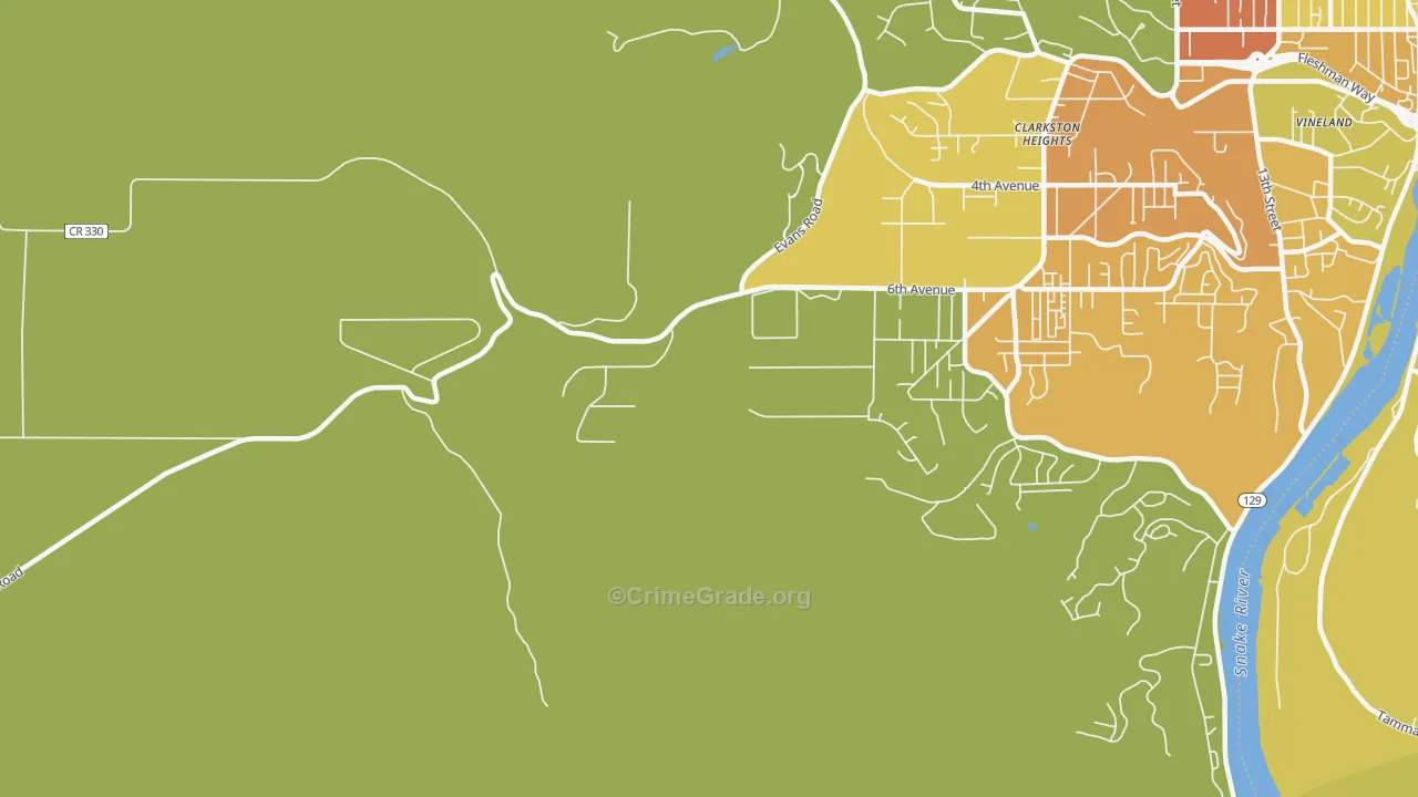 Clarkston Heights, WA Map of Assault Rates