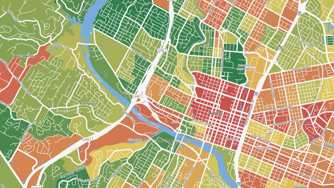 Clarksville, Austin, TX Map of Assault Rates