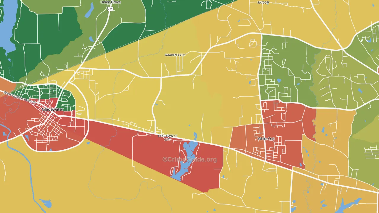 Clarksville City, TX Map of Assault Rates