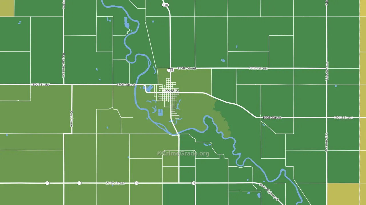 Clarksville, IA Map of Assault Rates