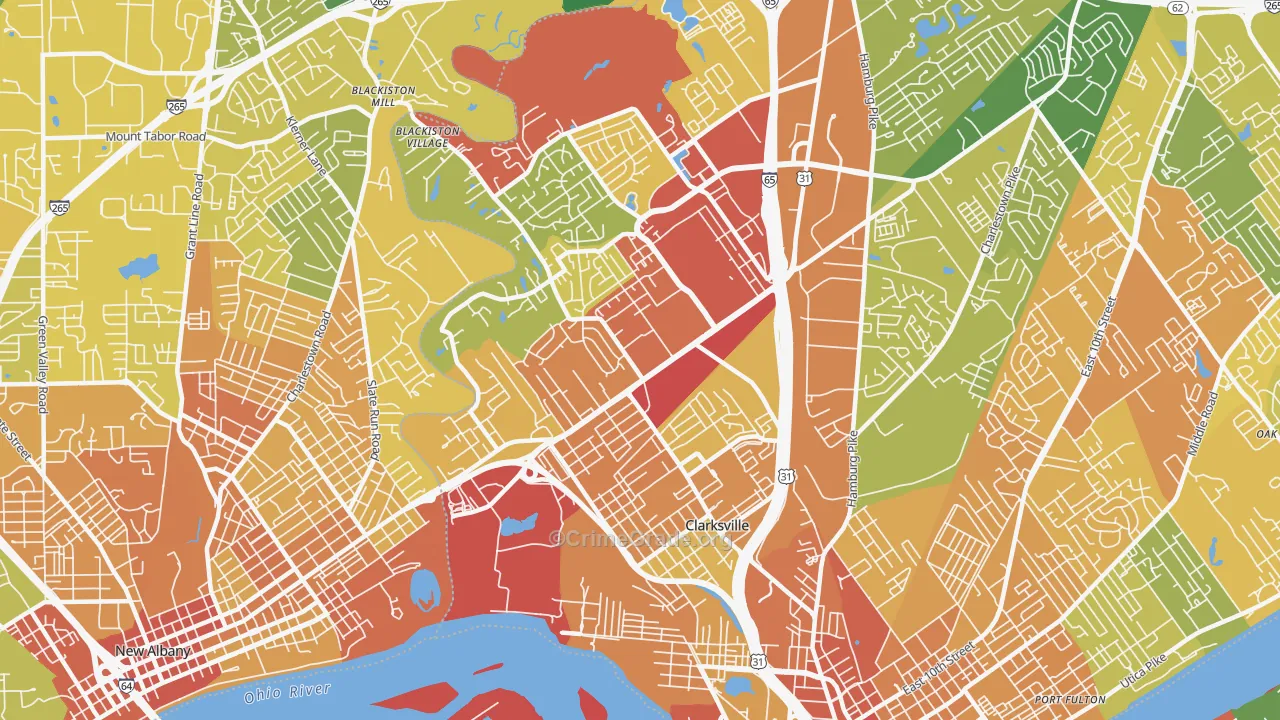 Clarksville, IN Map of Assault Rates