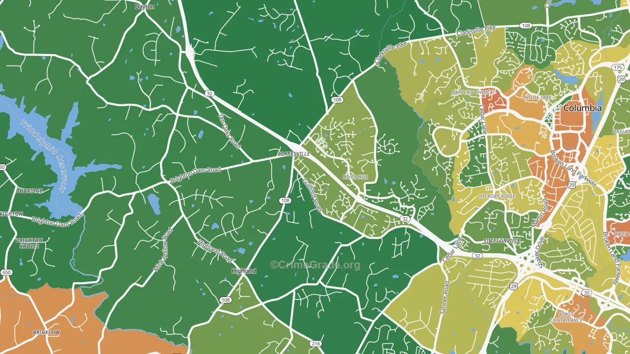Clarksville, MD Map of Assault Rates