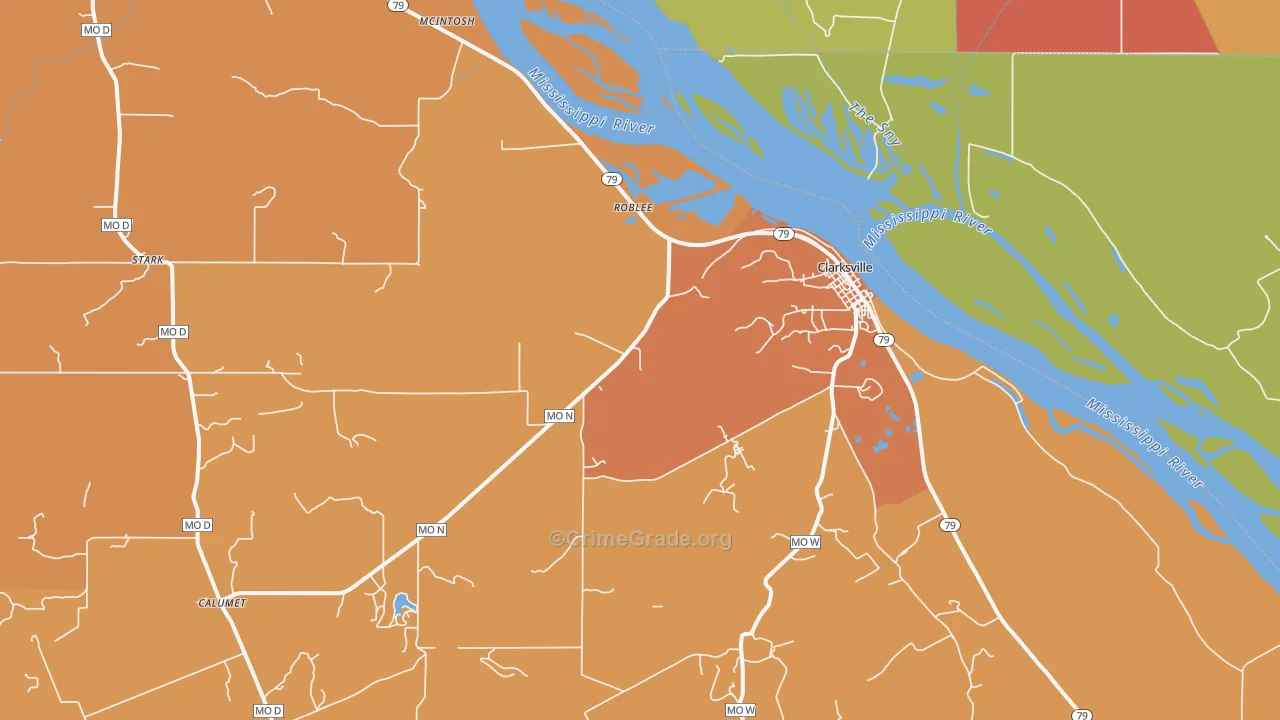 Clarksville, MO Map of Assault Rates