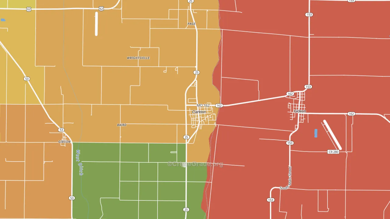 Clarkton, MO Map of Assault Rates