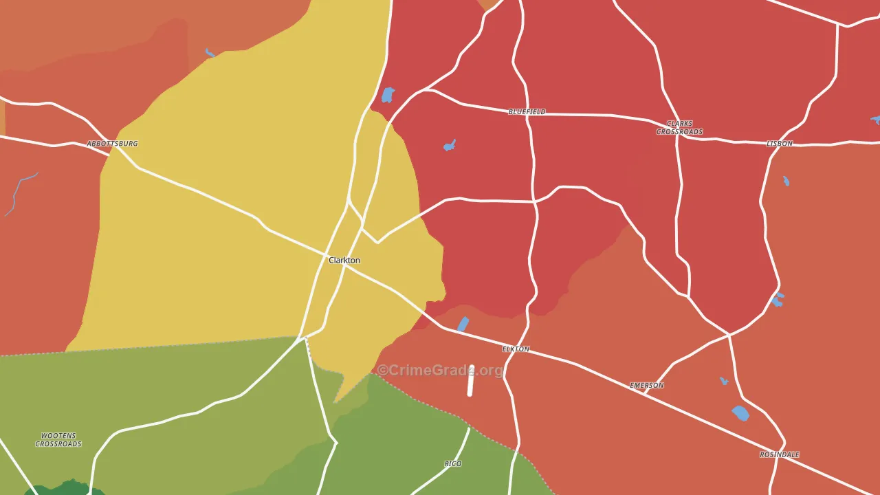 Clarkton, NC Map of Assault Rates