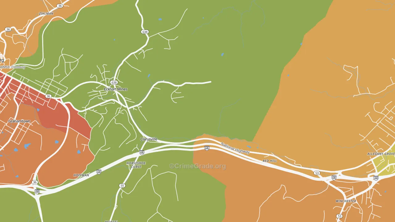 Clarysville, MD Map of Assault Rates