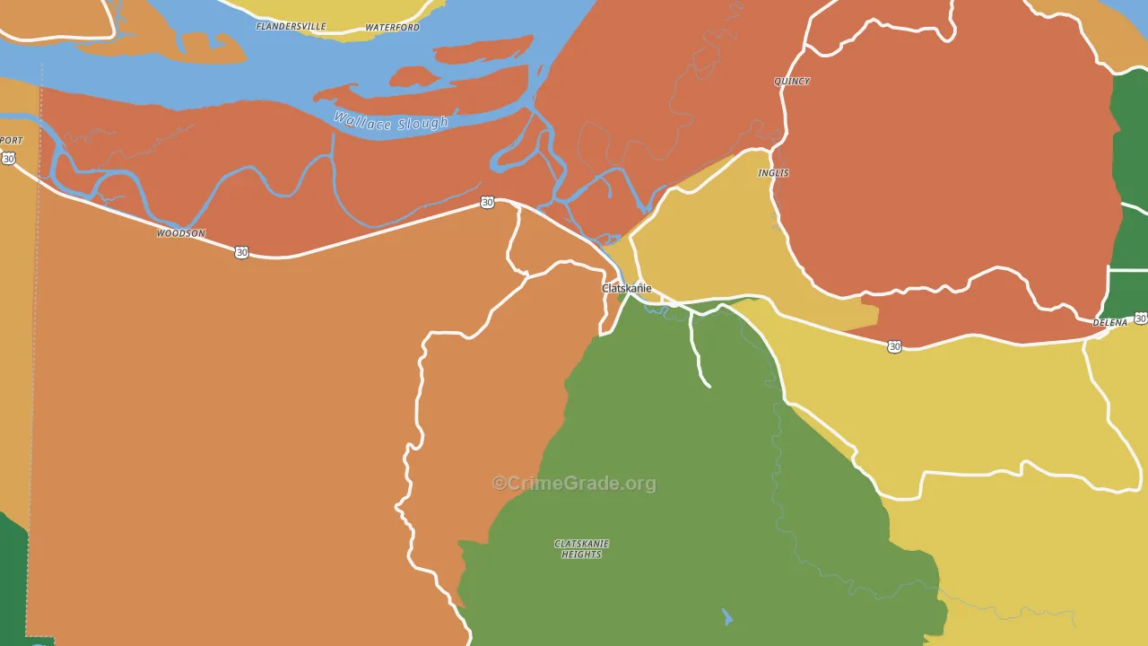 Clatskanie, OR Map of Assault Rates